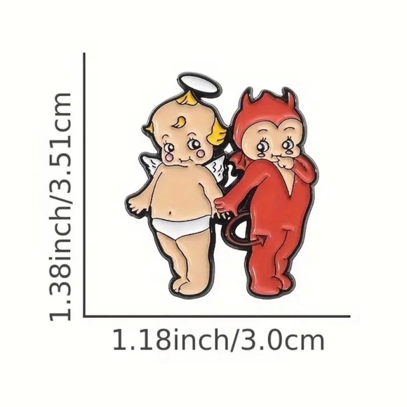 Vintage style angel & devil pin - Picture 4 of 4